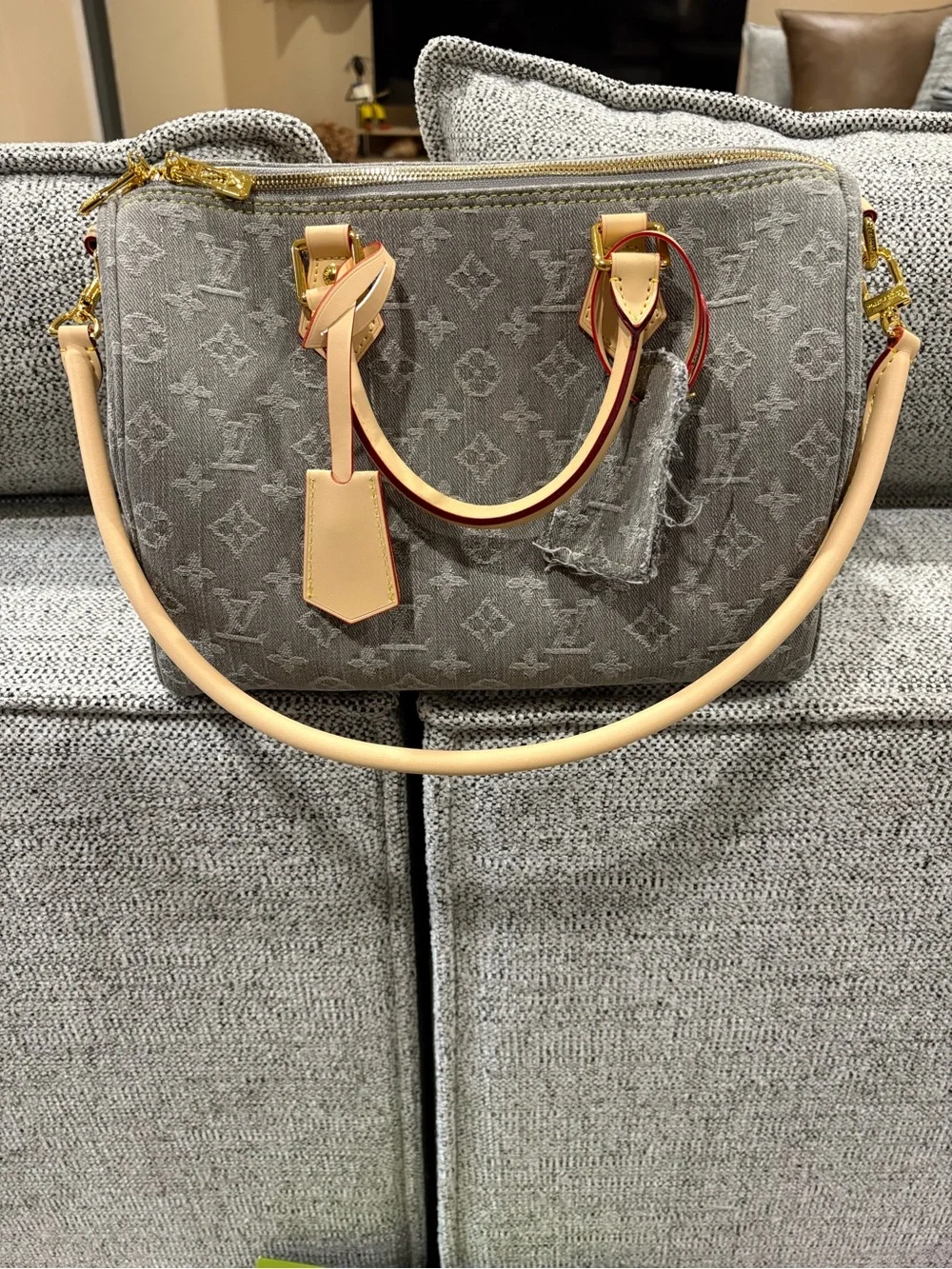 Source Unknown Beige Monogram Canvas Satchel with Gold Hardware - Picture 1 of 15